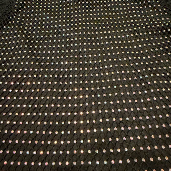 Rachel Zoe Black Rhinestone Mesh Top | XS Fits S–M | Modeled on Size M - Picture 10 of 10